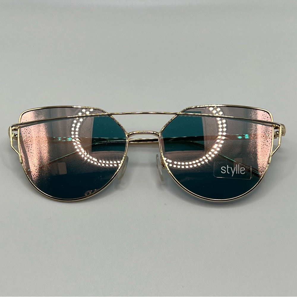 Stylle Gold Framed Sunglasses with Rose Mirrored Lens